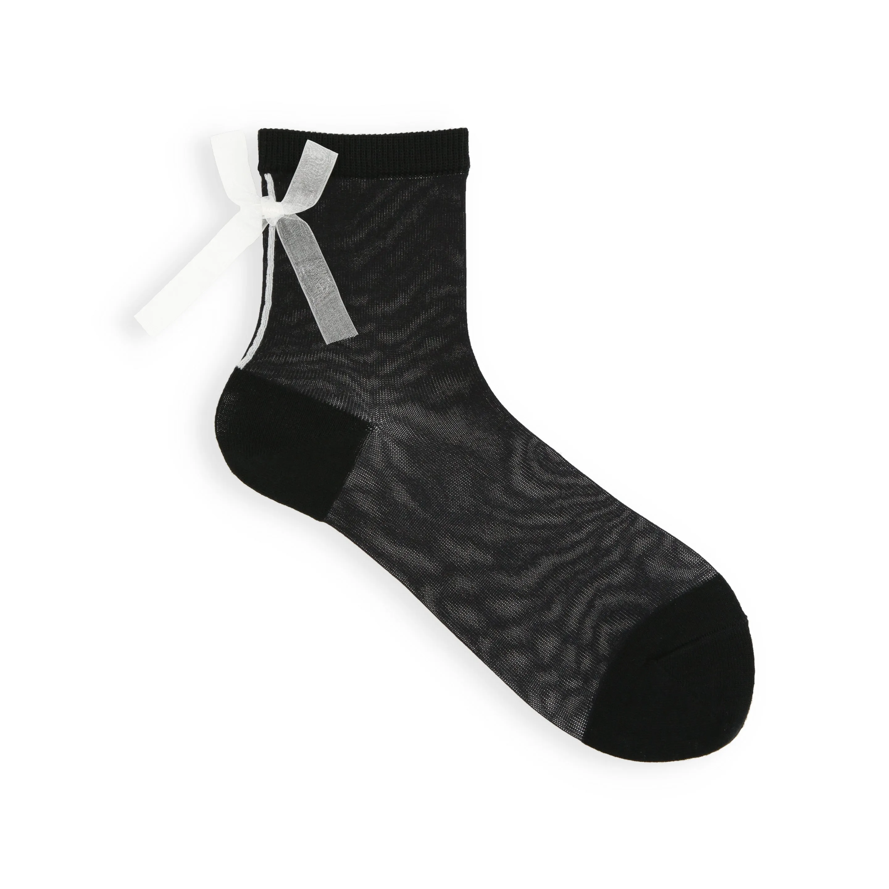 011133052 Lacy Bow Sheer Ankle Socks