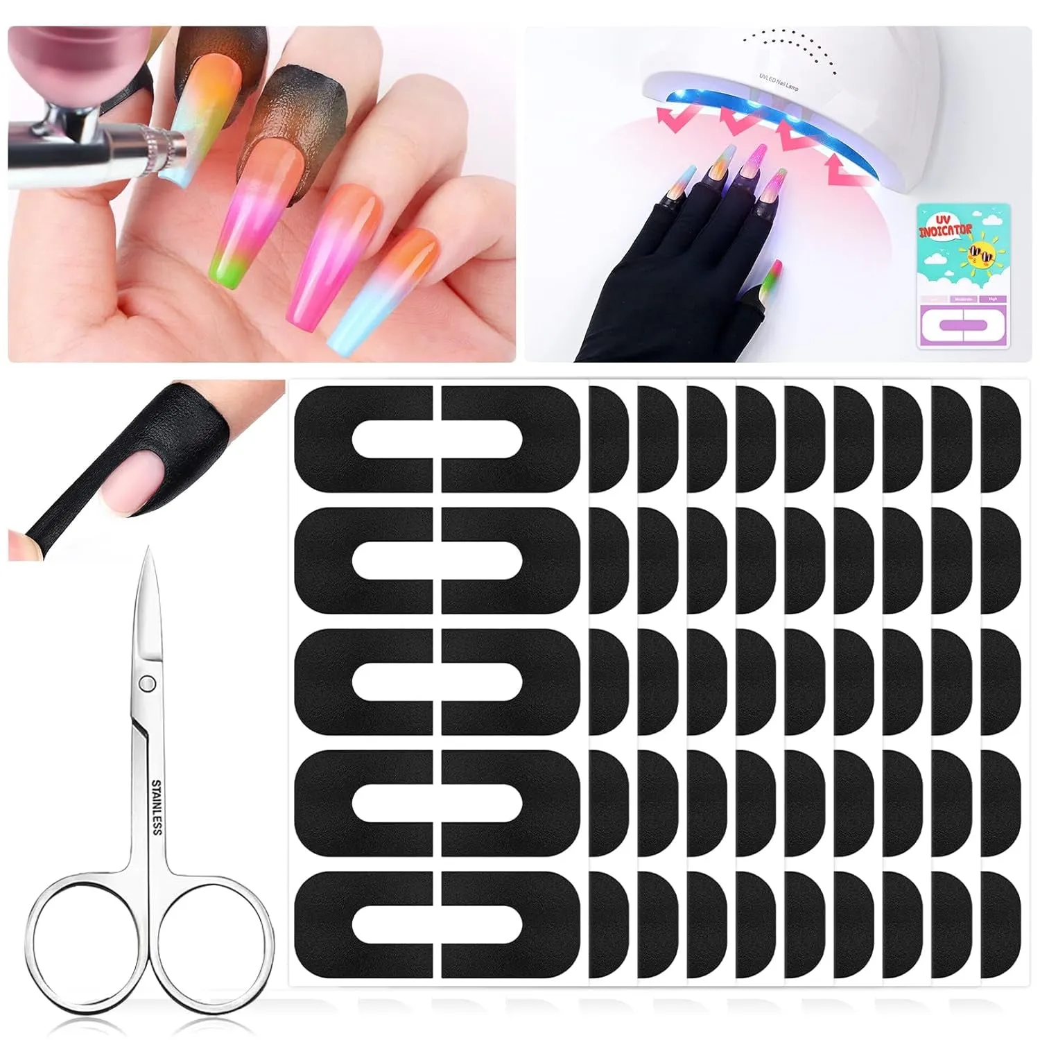100PCS Nail Polish Protector for Fingers: 99.99%  U V Protection Cuticle Protector for Nail Painting U-Shaped Nail Protector Peel off Nail Tape for French Tip Nails Stamp Nail Art