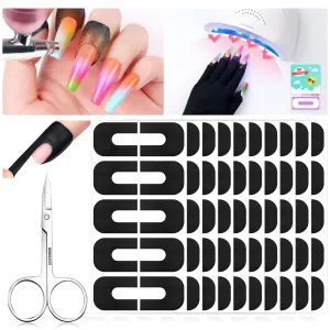 100PCS Nail Polish Protector for Fingers: 99.99%  U V Protection Cuticle Protector for Nail Painting U-Shaped Nail Protector Peel off Nail Tape for French Tip Nails Stamp Nail Art