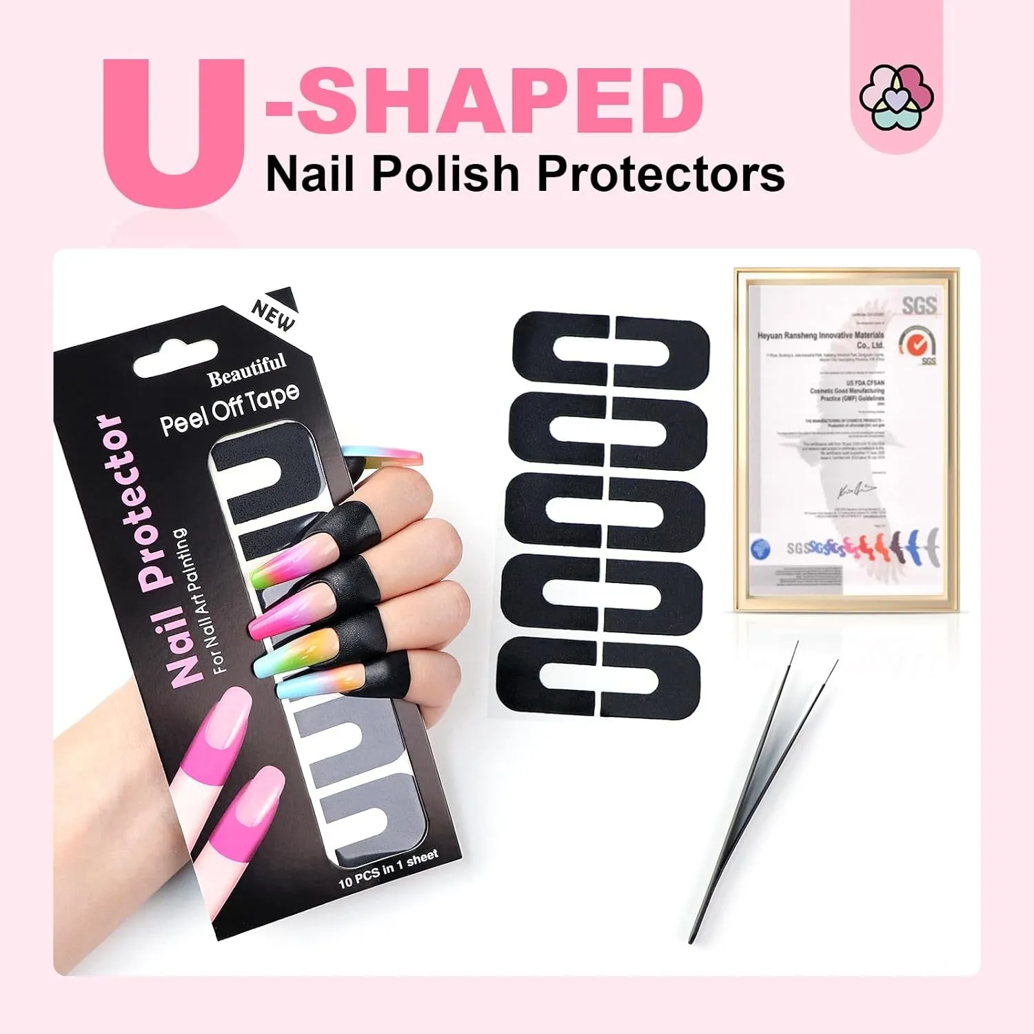 100PCS Nail Polish Protector for Fingers: 99.99%  U V Protection Cuticle Protector for Nail Painting U-Shaped Nail Protector Peel off Nail Tape for French Tip Nails Stamp Nail Art