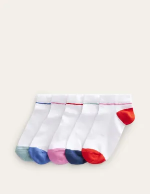 5 Pack Trainer Socks-White, Colourblock