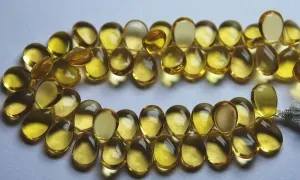 7 Inch Strand Yellow Quartz Smooth Pear Shape Briolette, Size 7X10 mm