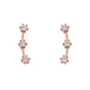 9ct Rose Gold Silver Infused Cubic Zirconia Ear Climbers
