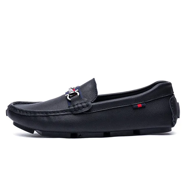 ALCUBIEREE High Quality Genuine Leather Men Loafers Men's Slip On 3 Black Styles Driving Shoes Men Moccasin Gommino Boat Shoes