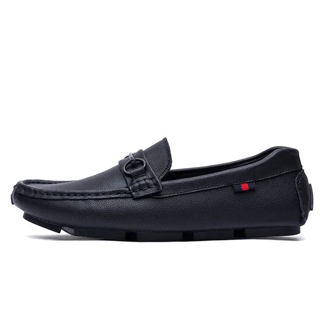 ALCUBIEREE High Quality Genuine Leather Men Loafers Men's Slip On 3 Black Styles Driving Shoes Men Moccasin Gommino Boat Shoes