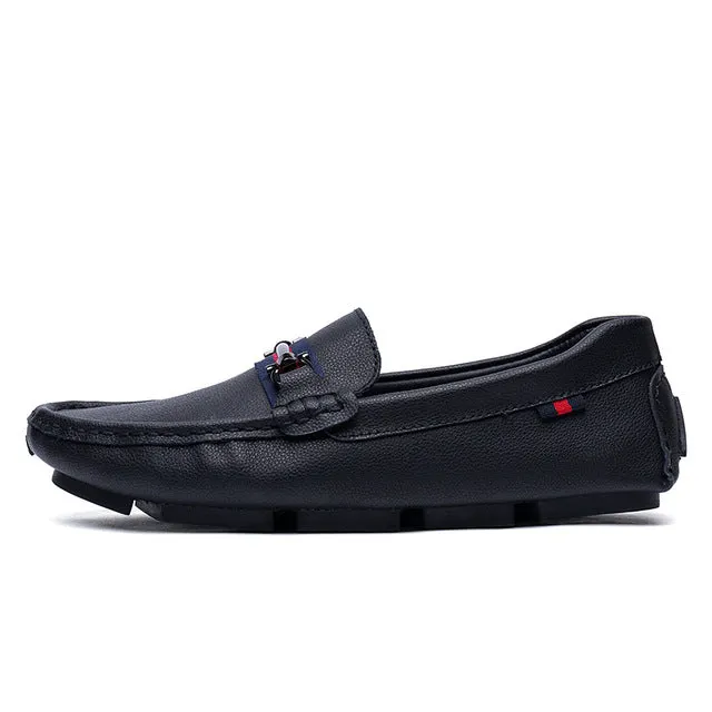 ALCUBIEREE High Quality Genuine Leather Men Loafers Men's Slip On 3 Black Styles Driving Shoes Men Moccasin Gommino Boat Shoes