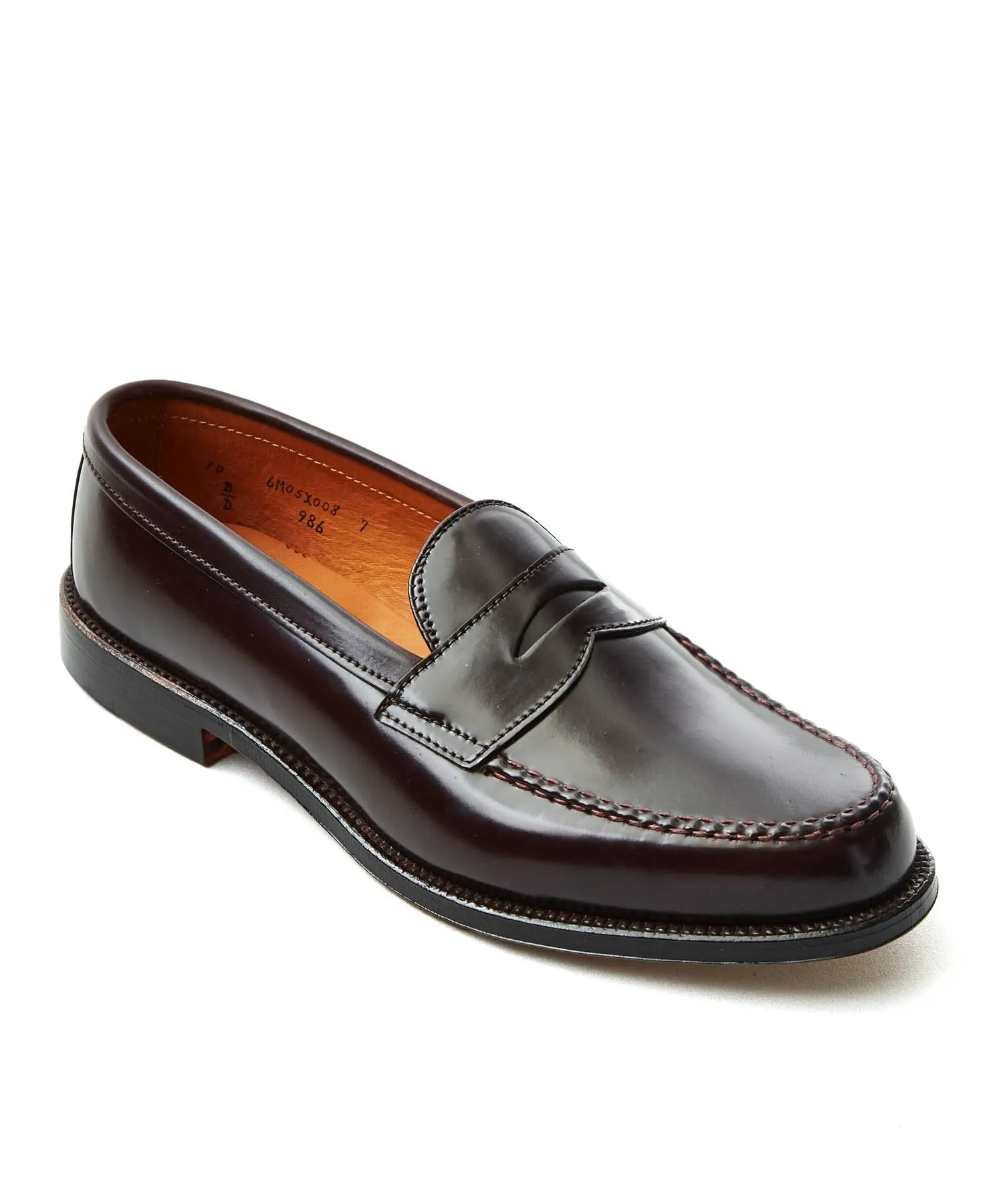 Alden Cordovan Leisure Handsewn Moccasin In Dark Burgundy