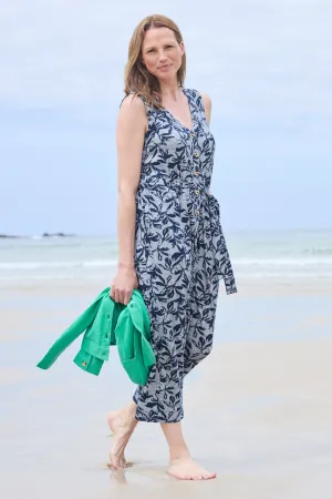 Allium Navy Jersey Printed Jumpsuit
