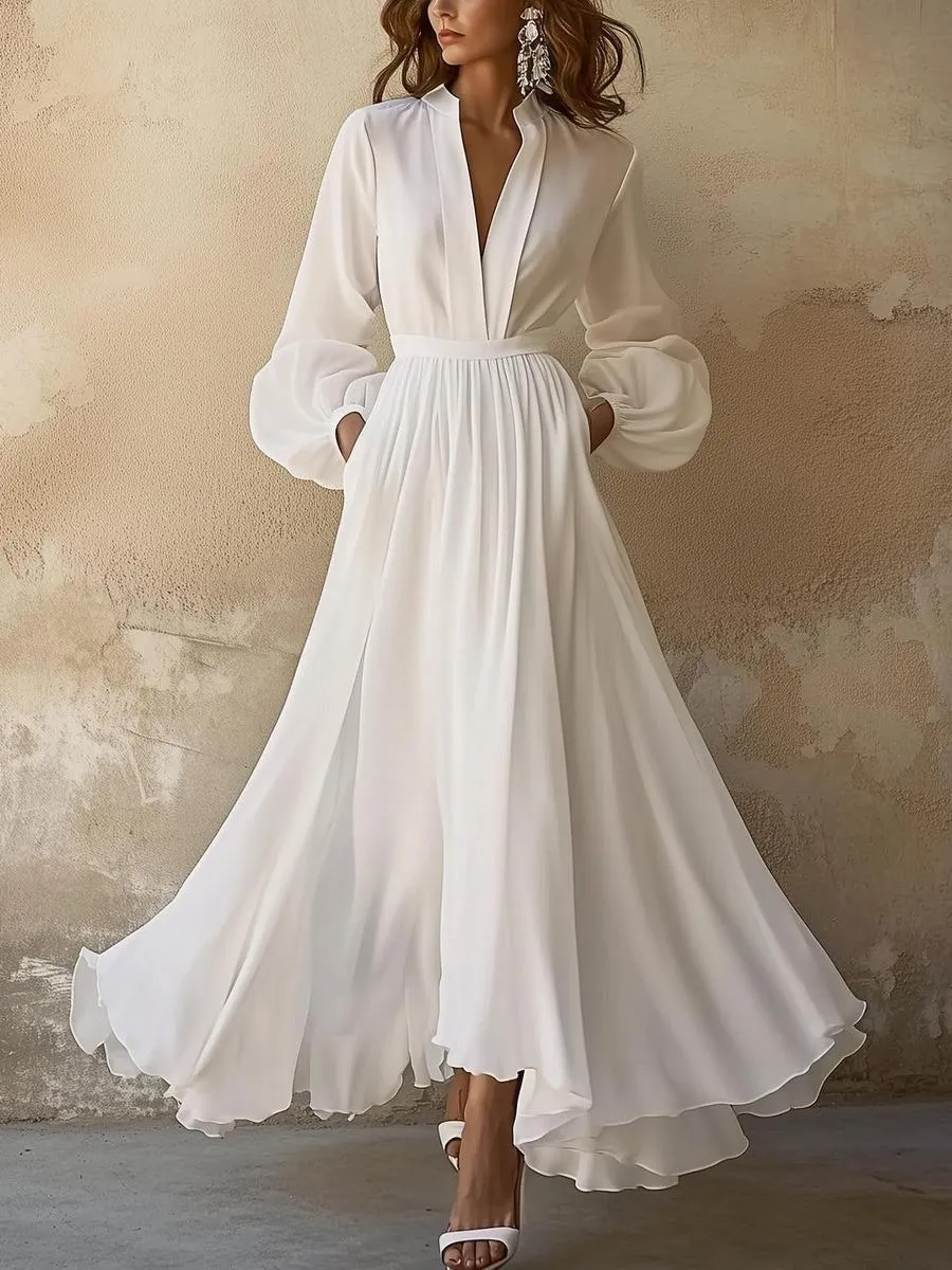 Amara – V-Neck Vintage Maxi Dress