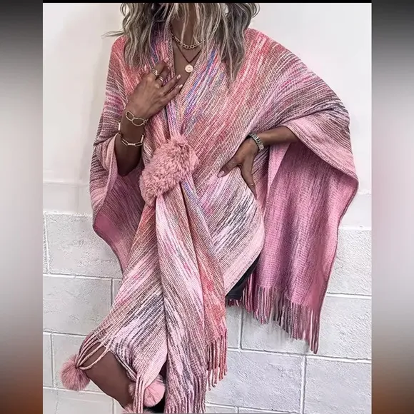 Asymmetrical Faux Fur Trim Wrap One Size