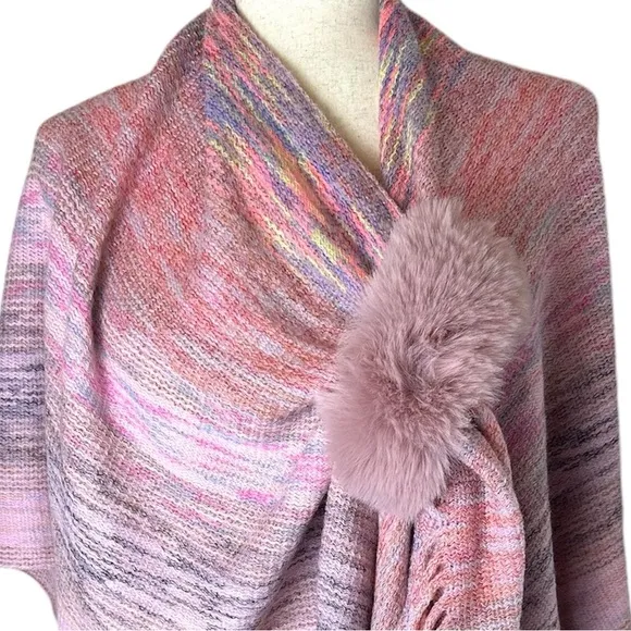 Asymmetrical Faux Fur Trim Wrap One Size