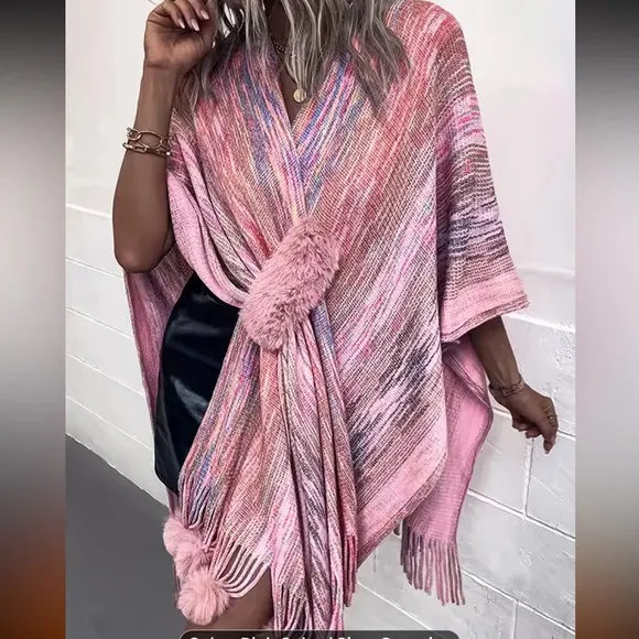 Asymmetrical Faux Fur Trim Wrap One Size