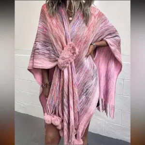 Asymmetrical Faux Fur Trim Wrap One Size