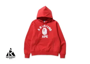BAPE Classic College Relaxed Fit Pullover Hoodie "Red"