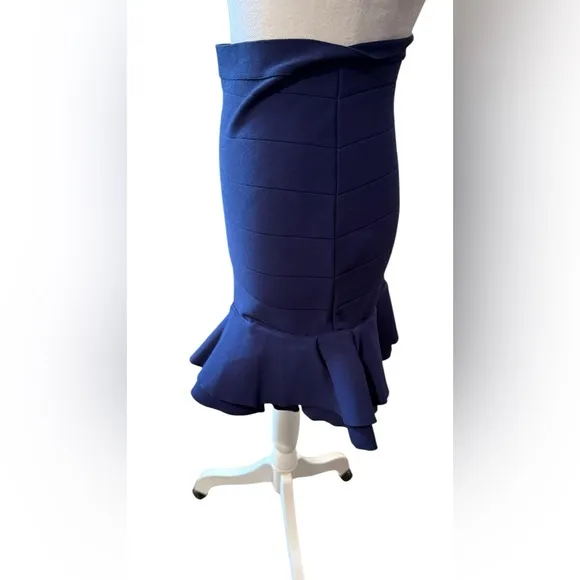 Bebe Ruffle Mini Bandage Skirt-Blue
