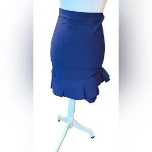 Bebe Ruffle Mini Bandage Skirt-Blue