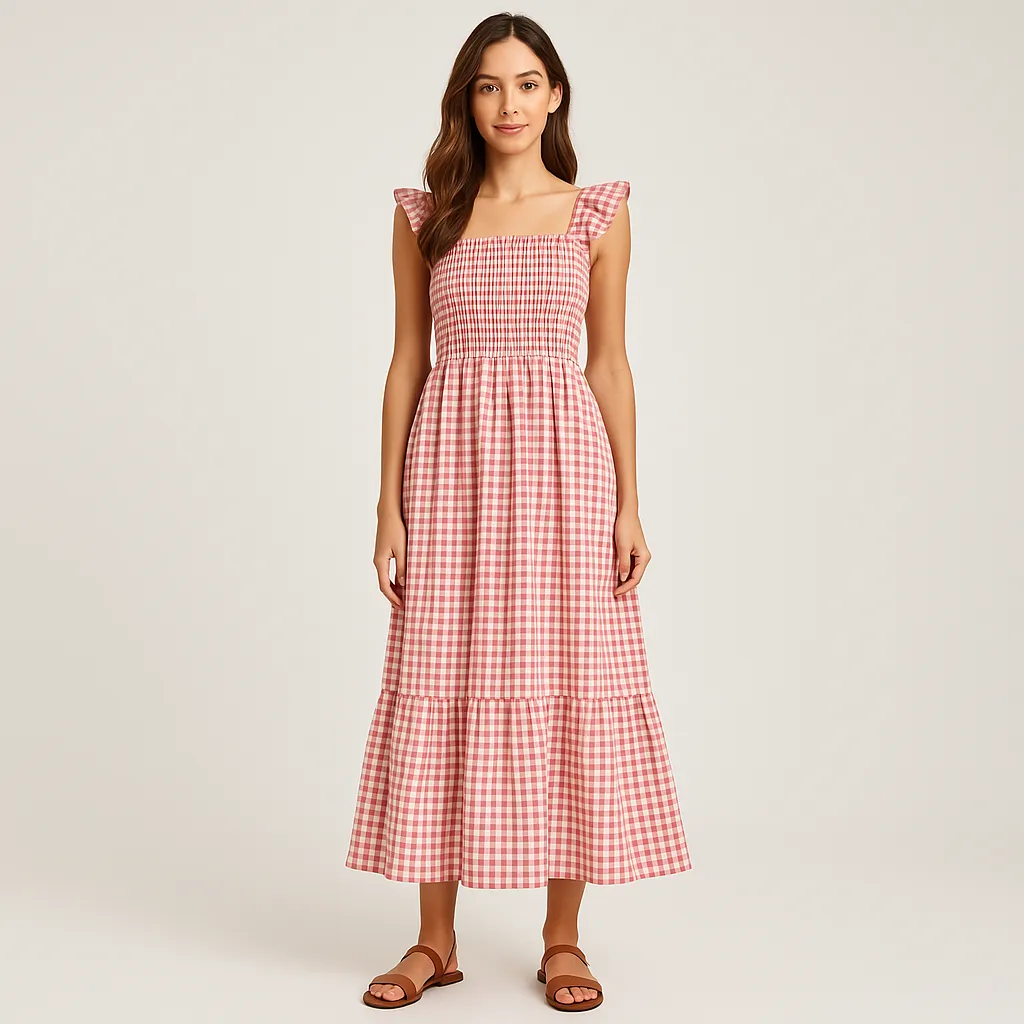 Blossom | Smocked Gingham Maxi
