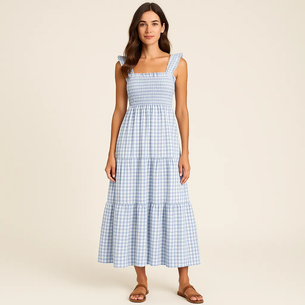 Blossom | Smocked Gingham Maxi