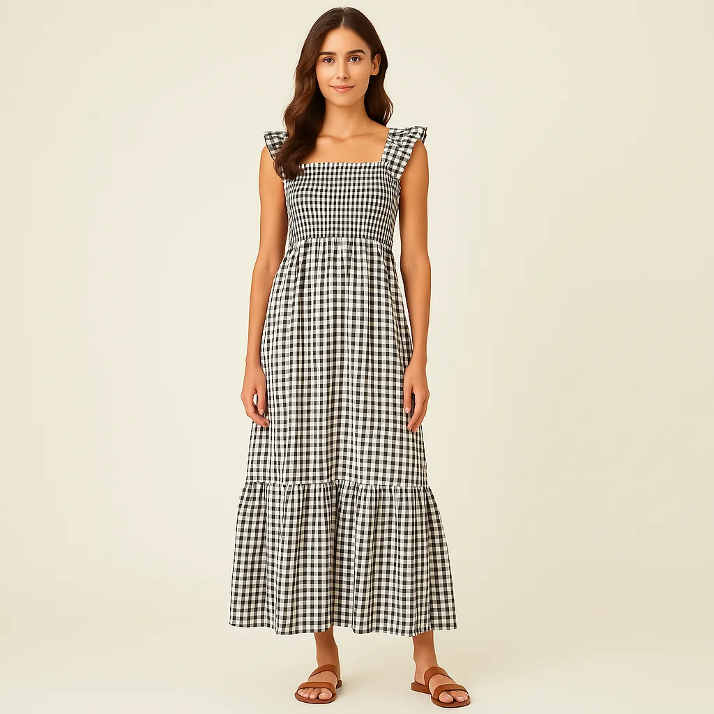 Blossom | Smocked Gingham Maxi
