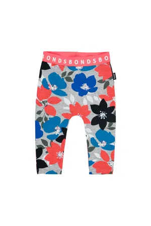 Bonds Stretchies Leggings - Spring Trail Flora Grey Marl