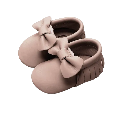 Bow Moccasins - Rose Blush