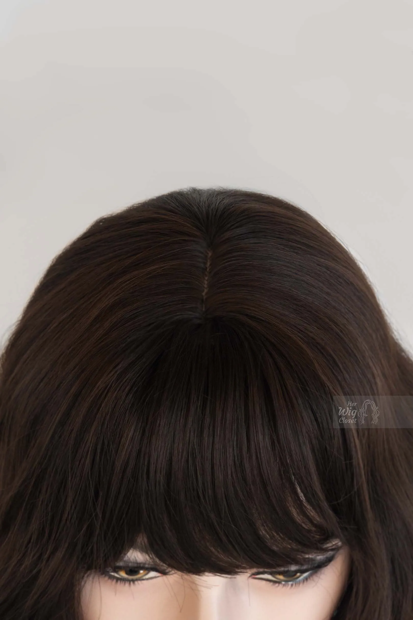 Brunette Wavy Synthetic Bob Wig with Bangs Mila