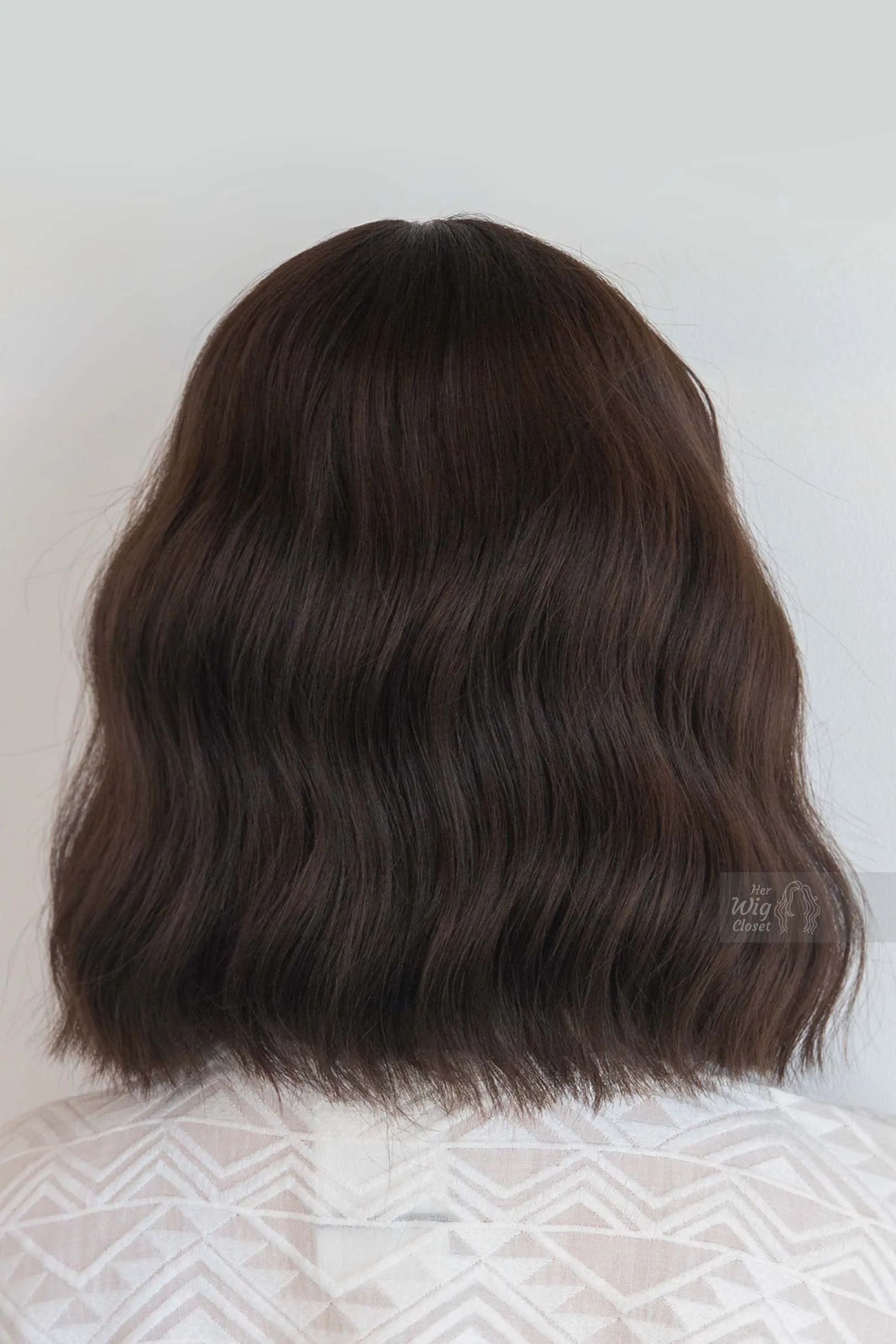 Brunette Wavy Synthetic Bob Wig with Bangs Mila