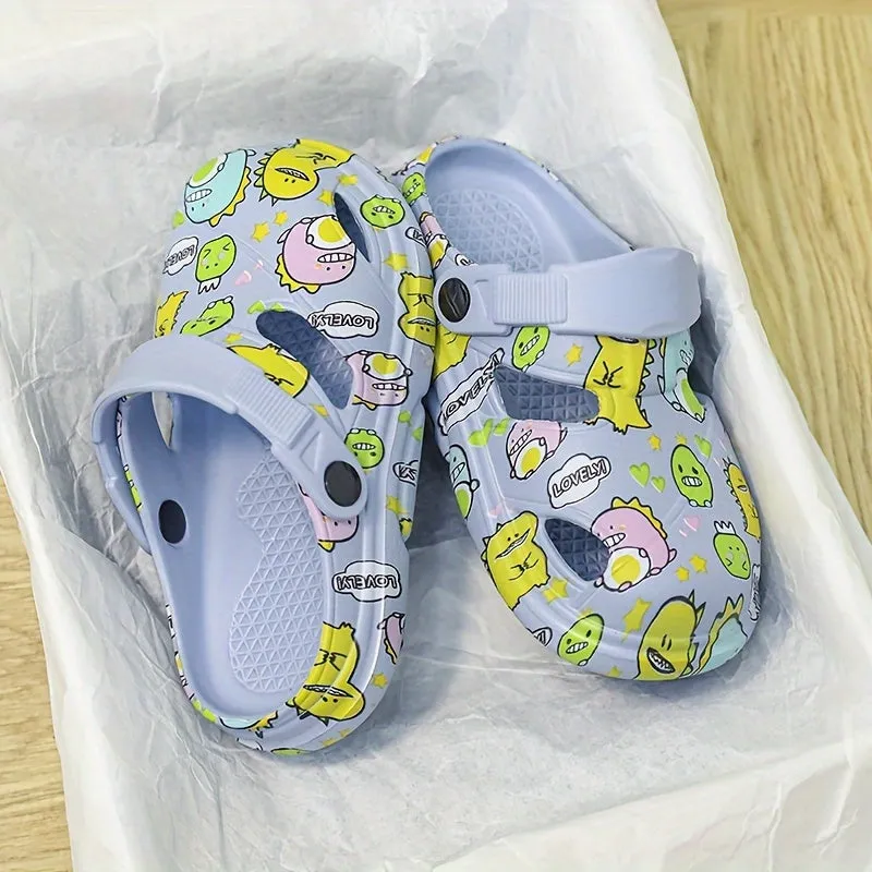 Casual Cute Cartoon Clogs For Girls, Non-slip Clogs For Indoor Outdoor, FS