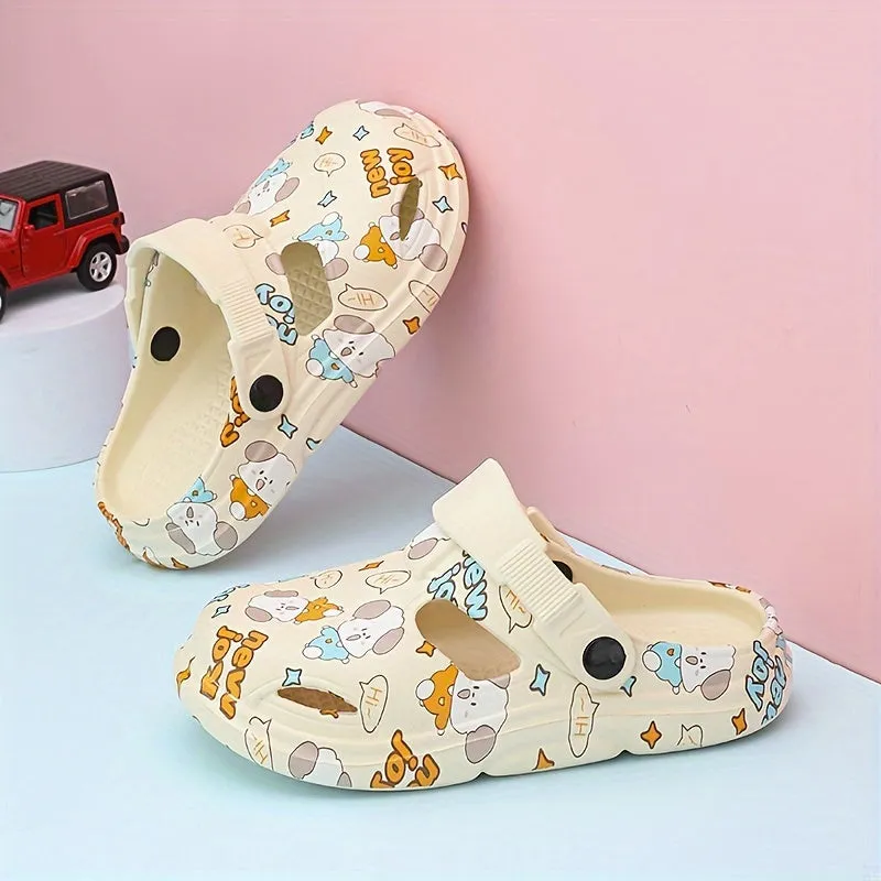 Casual Cute Cartoon Clogs For Girls, Non-slip Clogs For Indoor Outdoor, FS