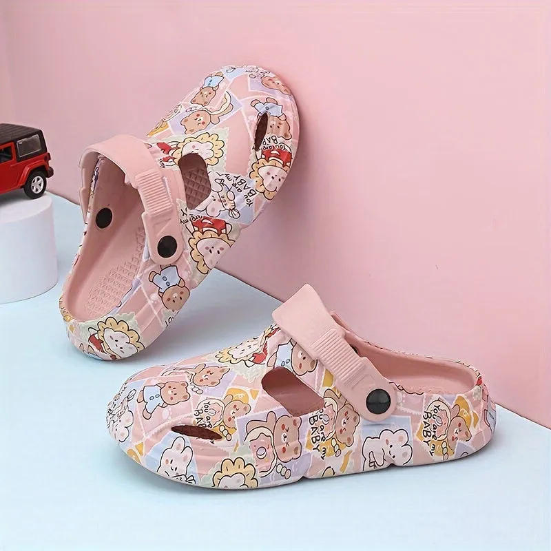 Casual Cute Cartoon Clogs For Girls, Non-slip Clogs For Indoor Outdoor, FS