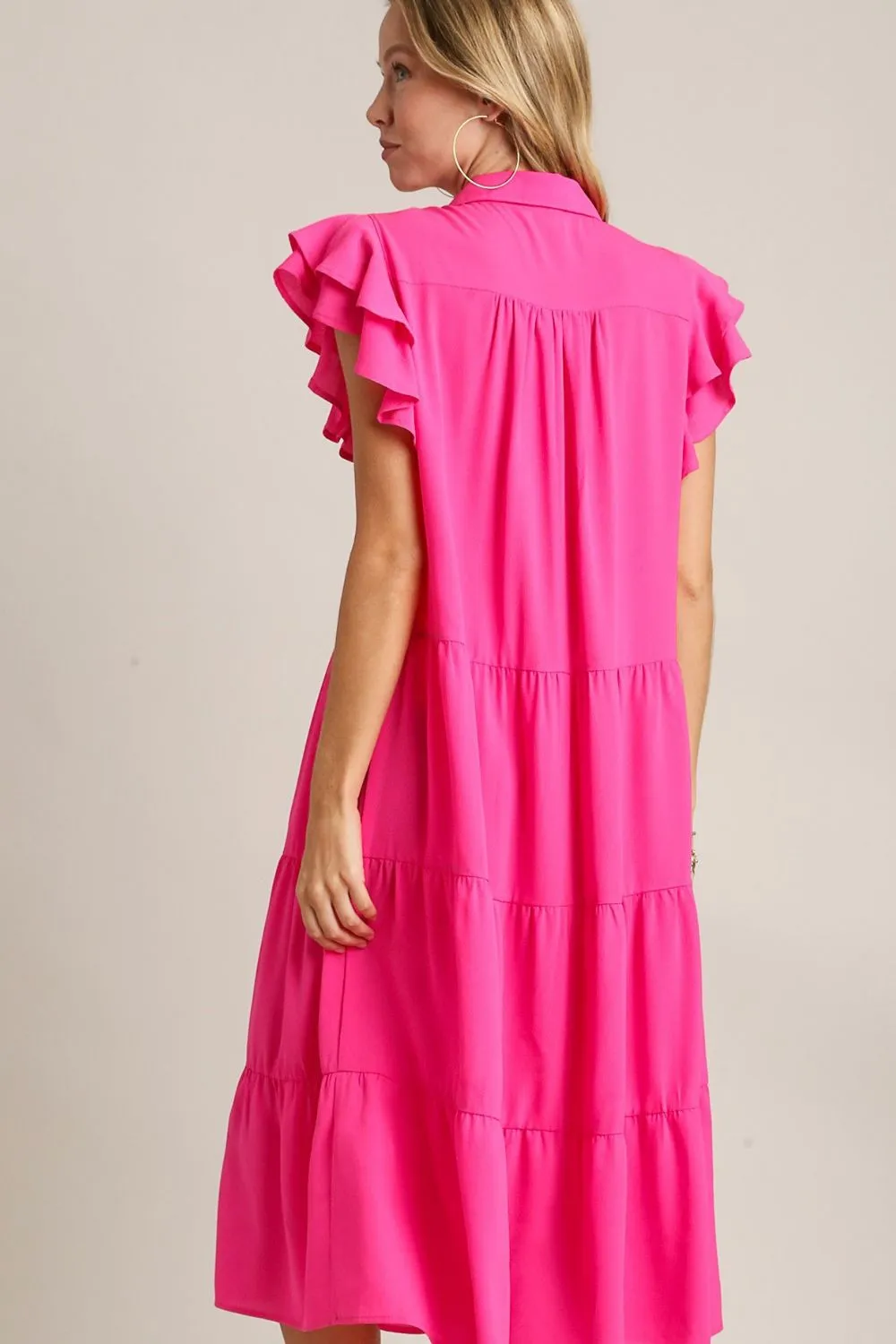Charming Pink Full Size Ruffle Cap Sleeve Dress Plus Size Elegant & Stylish Girls Dress