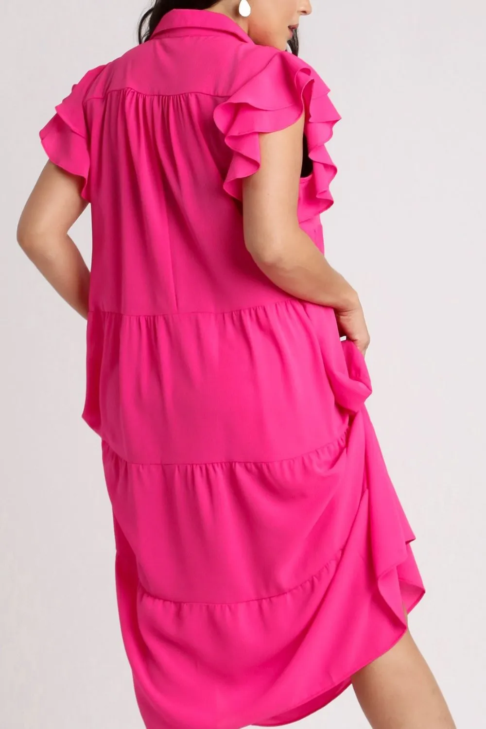 Charming Pink Full Size Ruffle Cap Sleeve Dress Plus Size Elegant & Stylish Girls Dress