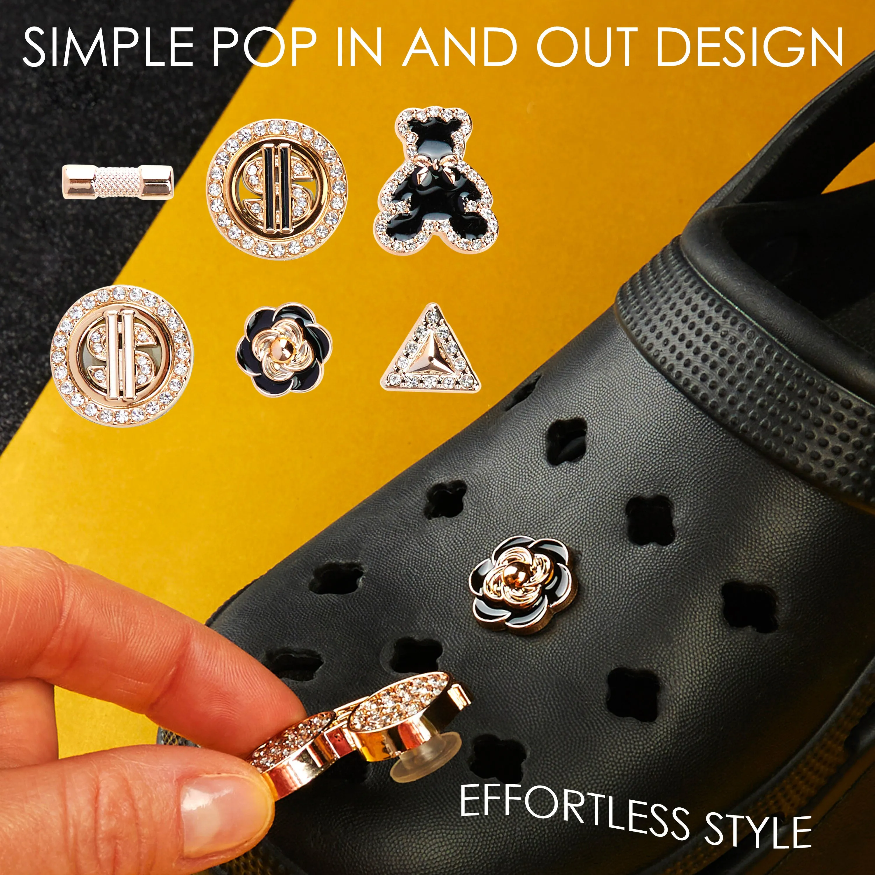CityComfort Clog Charms, Mixed Shoe Decoration Charms - Gold