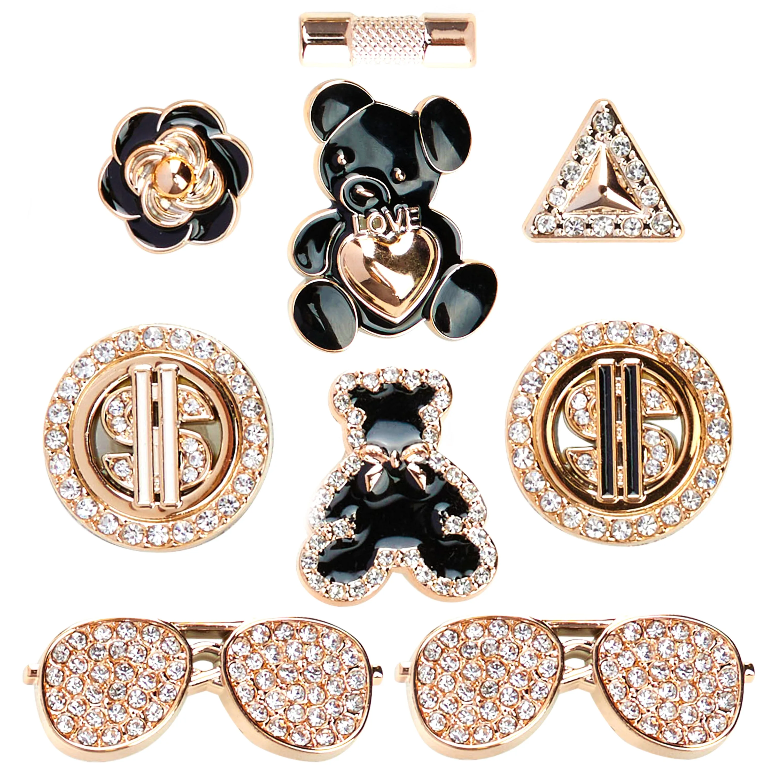CityComfort Clog Charms, Mixed Shoe Decoration Charms - Gold