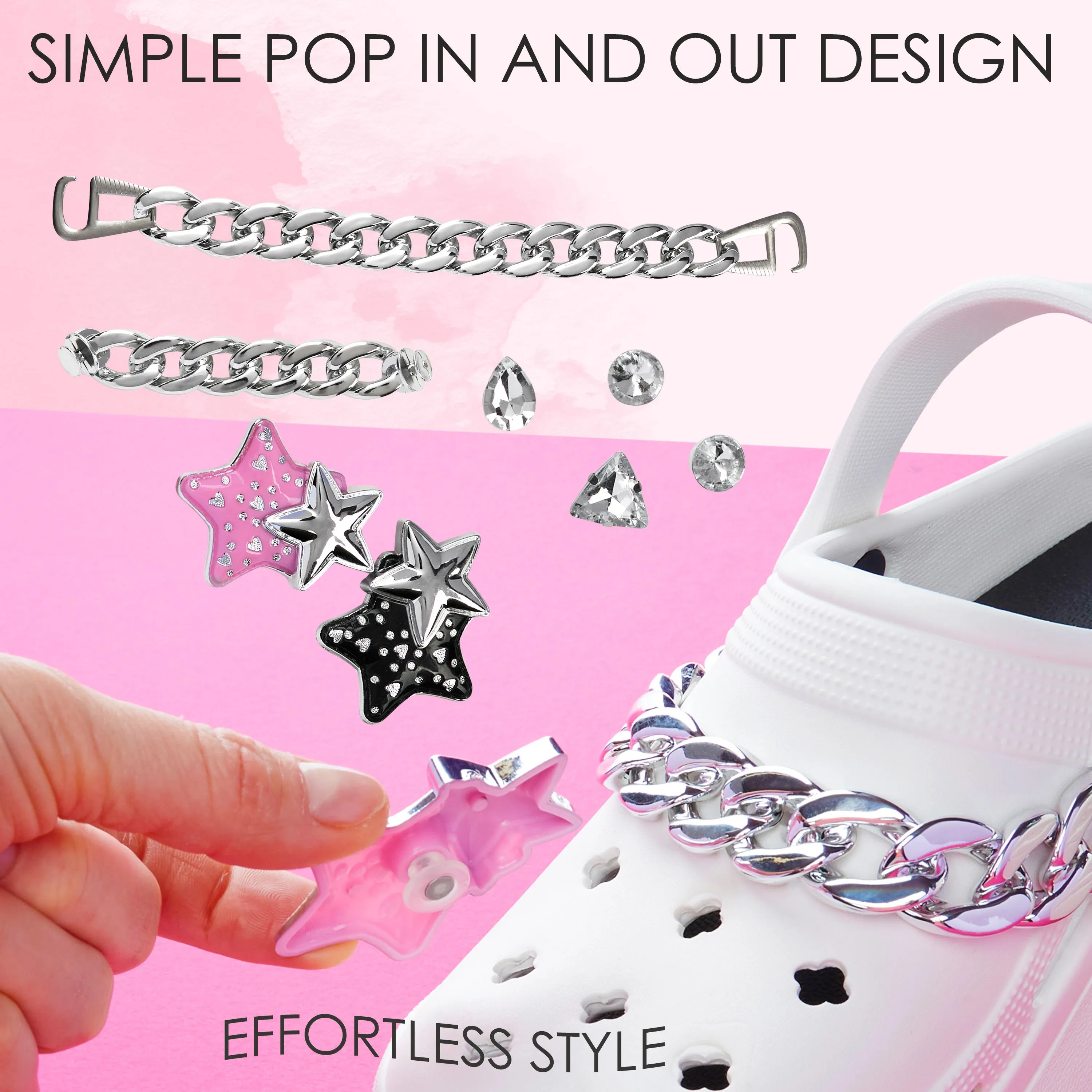 CityComfort Clog Charms, Mixed Shoe Decoration Charms - Silver/Multi