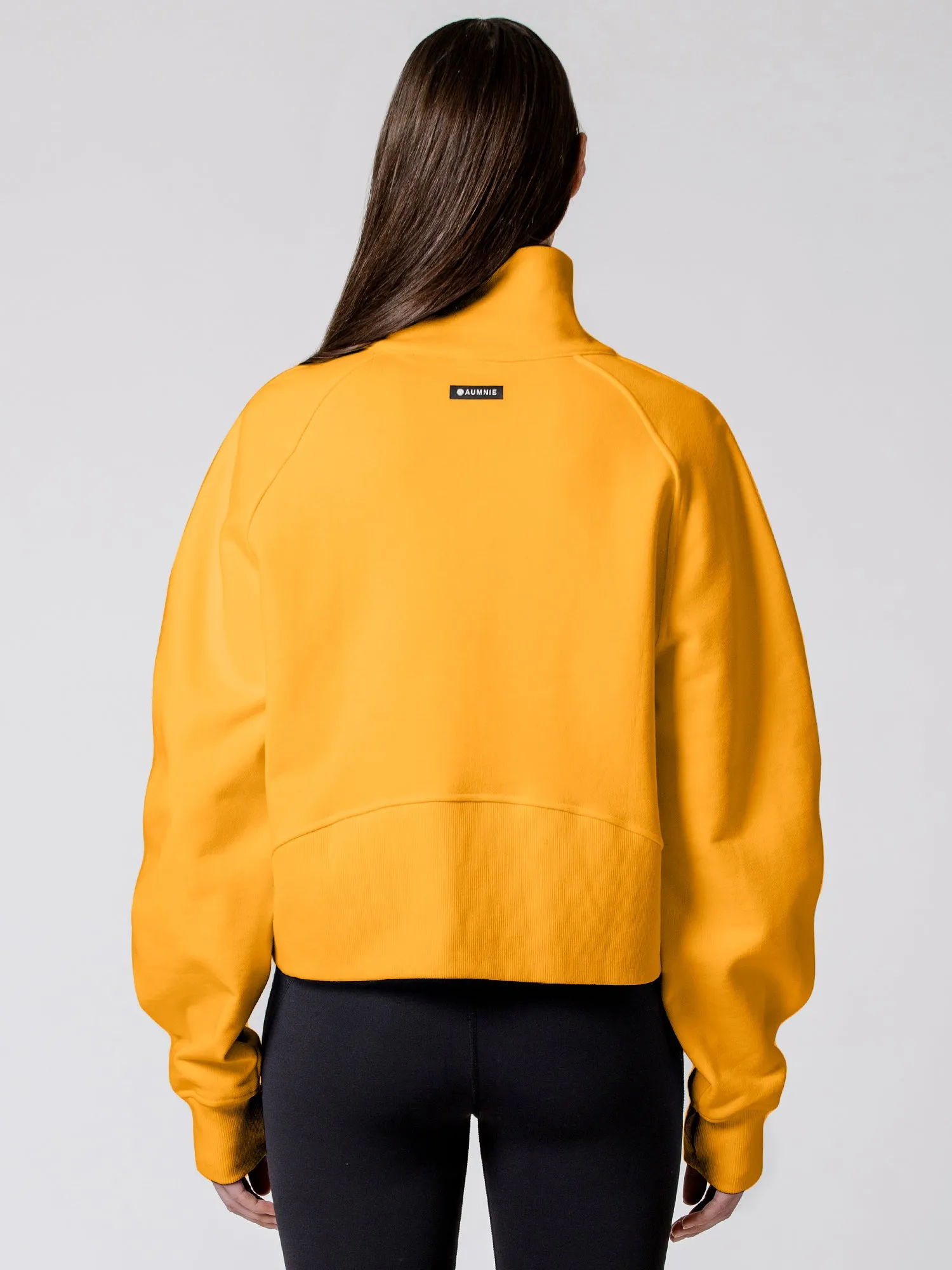 COLLARED HALF ZIP RELAXED SWEATSHIRT, YELLOW