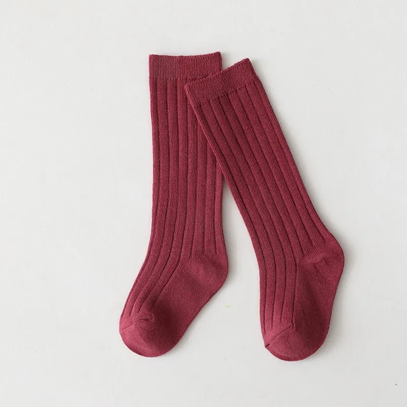 Cotton Breathable Soft Solid Colour Stockings for Baby Boys and Girls - 18 Colours