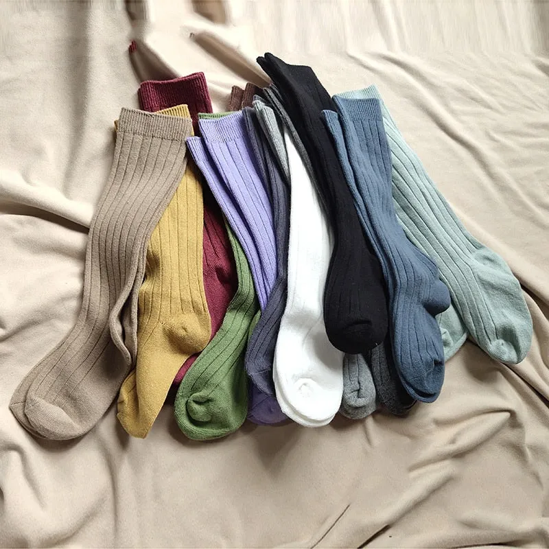 Cotton Breathable Soft Solid Colour Stockings for Baby Boys and Girls - 18 Colours
