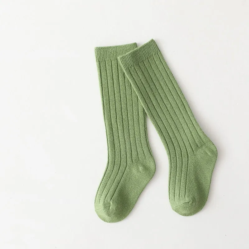 Cotton Breathable Soft Solid Colour Stockings for Baby Boys and Girls - 18 Colours