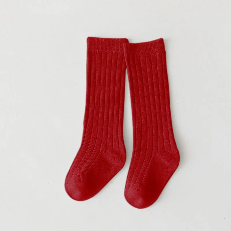 Cotton Breathable Soft Solid Colour Stockings for Baby Boys and Girls - 18 Colours