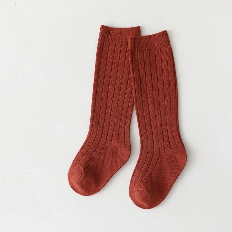 Cotton Breathable Soft Solid Colour Stockings for Baby Boys and Girls - 18 Colours