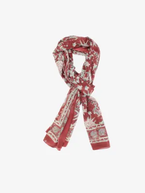 Cotton Burgundy Handmade Block Print floral Sarong