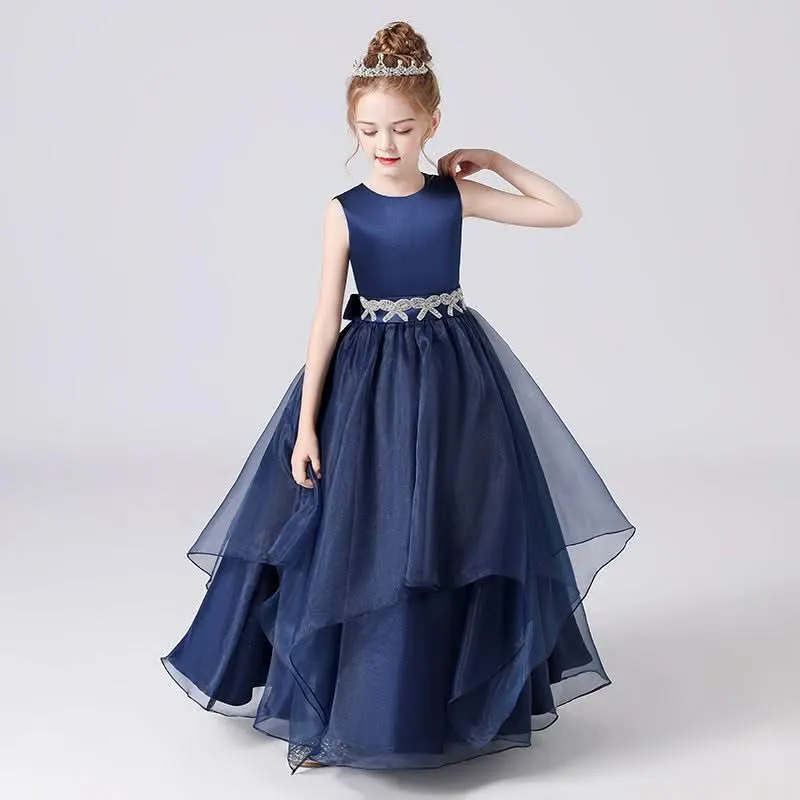 Dreamy Blue Gown for an Elegant Little Princess Multi-Layered Organza Dress for a Touch of Royal Playfulness