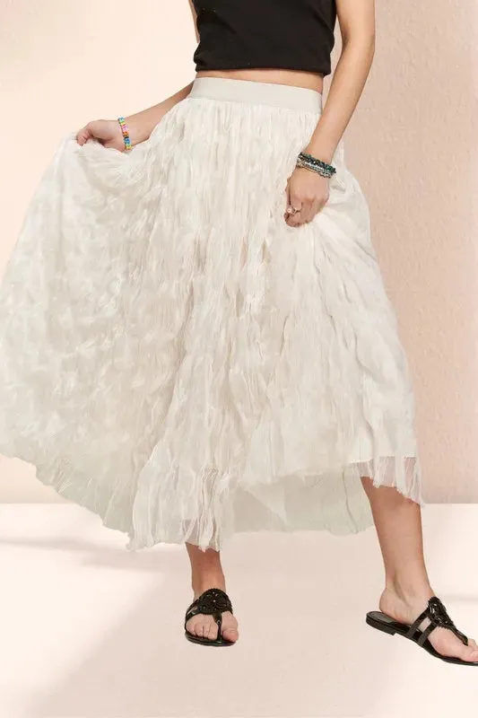 Elastic Waist Cloud Fluffy Maxi Skirt For Women – Whimsical Sheer Layered Fluffy Fluttering Summer Skirt for Elegant Outfits