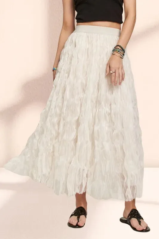 Elastic Waist Cloud Fluffy Maxi Skirt For Women – Whimsical Sheer Layered Fluffy Fluttering Summer Skirt for Elegant Outfits