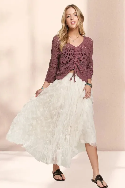 Elastic Waist Cloud Fluffy Maxi Skirt For Women – Whimsical Sheer Layered Fluffy Fluttering Summer Skirt for Elegant Outfits