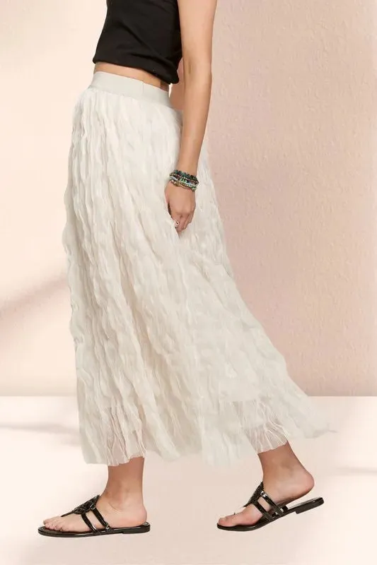 Elastic Waist Cloud Fluffy Maxi Skirt For Women – Whimsical Sheer Layered Fluffy Fluttering Summer Skirt for Elegant Outfits