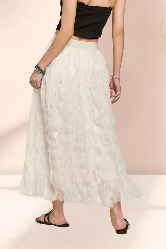 Elastic Waist Cloud Fluffy Maxi Skirt For Women – Whimsical Sheer Layered Fluffy Fluttering Summer Skirt for Elegant Outfits