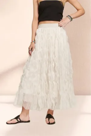 Elastic Waist Cloud Fluffy Maxi Skirt For Women – Whimsical Sheer Layered Fluffy Fluttering Summer Skirt for Elegant Outfits