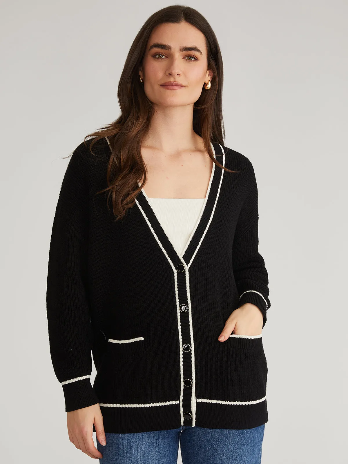 Emma: Tipped Oversized Cardigan
